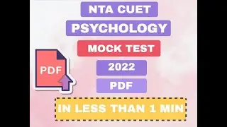 NTA UG CUET 2022 |Pschology | Mock Test PDF| By GetAhead |FREE Download|