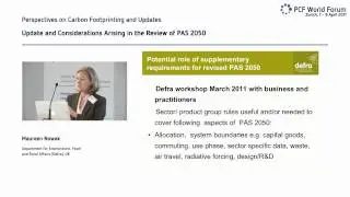 MAUREEN NOWAK, UPDATE AND CONSIDERATIONS IN THE REVIEW OF PAS 2050, 5TH PCF WORLD SUMMIT