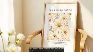 For God So Loved Christian Wall Art | Watercolor Gazania Flowers Scripture Print