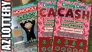 ▶️CHASE: $100,000 JACKPOT || MONOPOLY 50X || CANDY CANE CASH #arizona #azlottery #scratch #lottery