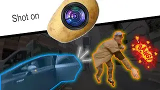 Roller skater hit by car door - funny meme version - shot on potato