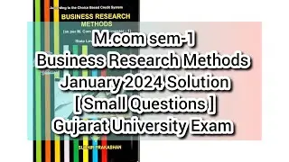 BRM small questions solution | Business Research Methods | M.com sem-1 | January 2024 Solution | BRM