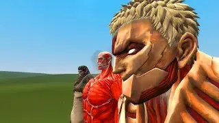 مود هجوم العمالقة | تحالف العملاق المدرع مع العملاق القرد ضد الرجل الأخضر  😱🔥🔥 Garry's Mod
