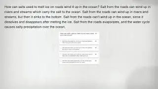 How can salts used to melt ice on roads wind 4 up in the ocean? Salt from the roads can wind up in r