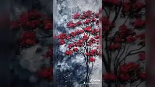 Painting a Quick Original Abstract Landscape Painting, How to Paint Pink Tree, Abstract Background