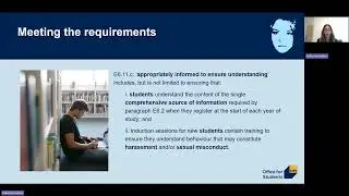 Condition E6 (harassment and sexual misconduct): Student training requirements