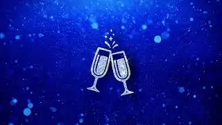 Cheers Celebration Toast Two Glasses Champagne Icon Blinking Glitter Glowing Shine Particles.