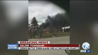 Massive fire at recycling facility in Salem Township
