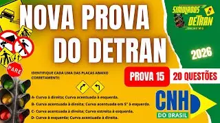 NOVA PROVA DO DETRAN 2026 -  PROVA 15 - VEJA as NOVAS QUESTÕES  #simuladodetran2026  #detran2026 ✅
