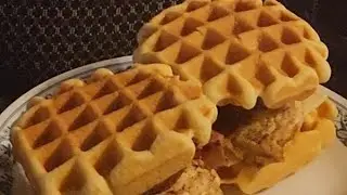 Bacon, Egg, & Pepper Jack Cheese, Corn Waffle Sandwiches with Grey Poupon Country Dijon Mustard