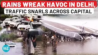 Delhi Rain Fury: Airport Roof Collapses, Commuters Wade Through Knee-Deep Water Amid Traffic Snarls