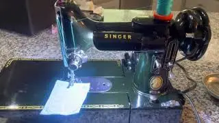 Singer 222K featherweight free arm sewing machine. Rare beauty. Great Britain 1957 (video 134)