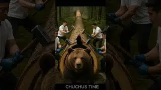 rescue grizzly bear in giant wood trunk #animals #rescue #wildlife #shorts