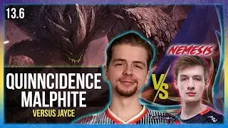 Quinncidence Malphite vs Nemesis Jayce - EUW Master - LoL Patch 13.6 - Full Build and Runes - Stream