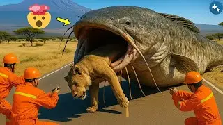 Heroic Rescue Team Saves Careless Mother Lion from Giant Catfish Attack