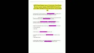 AYPO Real Estate Law of Contracts Final Exam Review Latest Update 20252026 80 Questions and 100 Veri