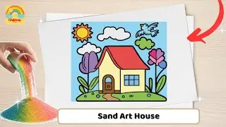 Sand Painting House, Trees, Sun & Bird | Colorful Nature Art for Kids