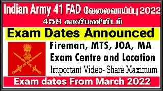 Indian Army 41 FAD Exam Dates Announced Tamil - Indian Army 41 FAD Recruitment 2022  Jobcaam