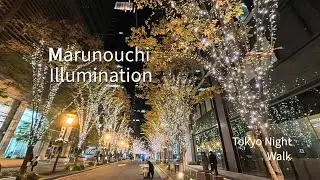Tokyo Night Walk｜Marunouchi Illumination｜4K HDR｜No Music, Ambient Sound
