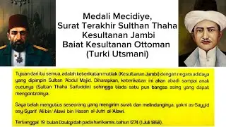 Medali Mecidiye, Surat Terakhir Sulthan Thaha Kepada Kesultanan Turki Ustmani (Ottoman).
