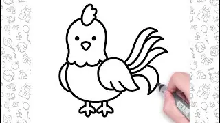 How to Draw a Rooster | EASY Step by Step Drawing for Kids