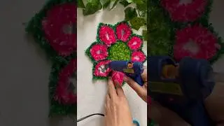 Beautiful aasan making for God 🤗| diy woolen mat #handmade #woolencraft #rangoli #shorts #ytshorts