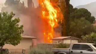 Close Lightning Strike Sets Trees on Fire in El Paso TX 8/28/25