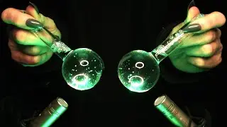 ASMR Water Sounds with Green Water Globes