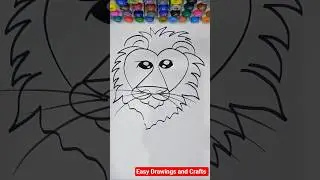 Easy Lion Drawing 🦁 | Satisfying Art Shorts #shorts #viral #animal #trending