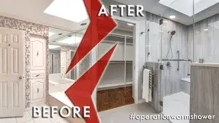 Redistributing space in 80's bath to create a huge shower and custom closets | Operation Warm Shower
