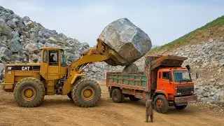Amazing Mountain Truck Loading Huge Stone Cutting Making Marble In The Factory 