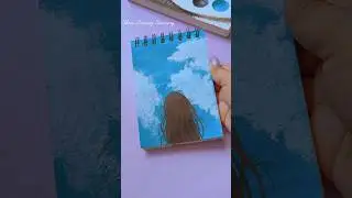 How much you love the Autumn Sky 🩵🤍 #art #drawing #shorts