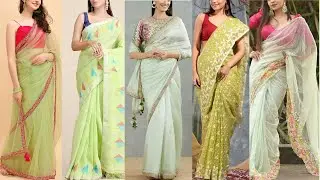 Top 8 contrast blouse ideas with Light Green Saree