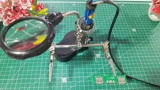 Helping hand magnifier led light with soldering stand unboxing and review #electronic #repairing