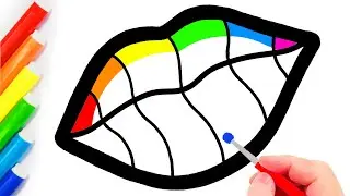 How to Draw a Colorful Lips for kids - Drawing and Coloring