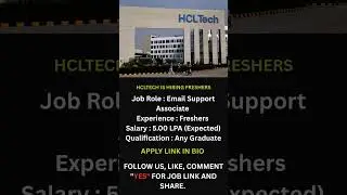 🚨 HCLTECH Jobs 2025 Hiring Freshers FOR EMAIL SUPPORT ASSOCIATE ... #jobsearch #jobs #subscribe