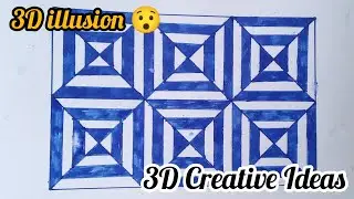 3D illusion easy drawing 😱#art #drawing #3dillusionart