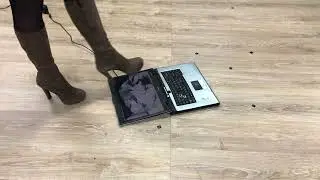 Girl crush laptop with boots