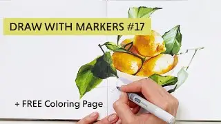 How to Draw Lemons with Markers Real Time (FREE Coloring Page)