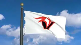 Flag of Hawaii Hilo Vulcans waving in the wind (moving clouds)