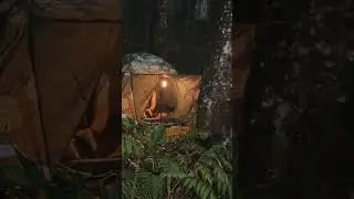 SOLO CAMPING HEAVY RAIN AT NIGHT #shorts