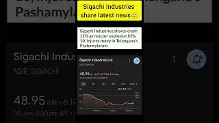Sigachi Industries share latest news | Sigchi Industries Telangana reactor blast| #sigachiindustries