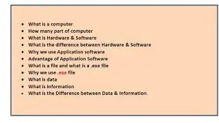 Important computer Question! Hardware! Software! Data! File
