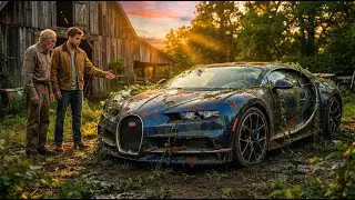 ASMR Car Restoration: Abandoned Blue Bugatti Chiron Reborn for Grandpa