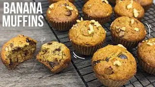 Never throw an overripe banana again! | Banana Muffins with Chocolate Chips and Walnuts