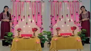 Ganpati decoration ideas for home/traditional backdrop decoration ideas/ganesh chaturthi decoration