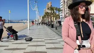 BENIDORM 🇪🇦 LEVANTE BEACH MARCH 2022 Costa Blanca Spain Walking Tour 4K