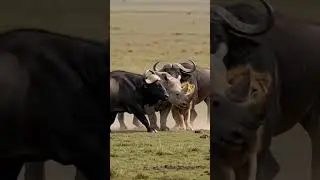 Rhino vs Lion Fight! Buffalo Joins to Save Rhino​ #AnimalBattle #RhinoVsLion #buffalorescue