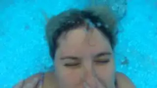 My wife being dunked underwater