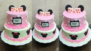 2 Tier Minnie Mouse Birthday Cake/Two Tier Cake/Two Tier Minnie🐭Mouse Cake Design For Birthday 